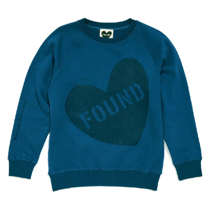 Found My Animal Big Full Heart Sweatshirt, Blue + Navy