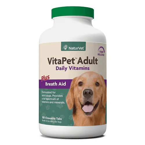 VitaPet - Dog Supplement - Adult Daily Vitamins Chewable Tablets (Plus Breath Aid) - 180 ct